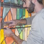 Chantier de restauration de vitraux religieux